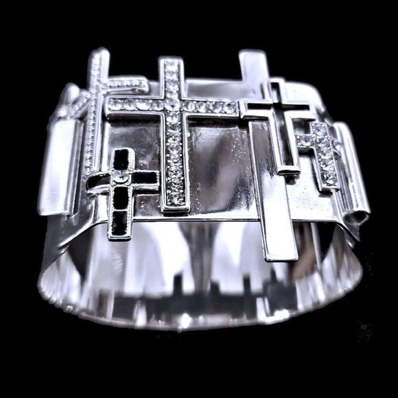 REMINISCENCE PARIS OAK Gothic Cross Motif Bangle Bracelet - Picture 3 of 12